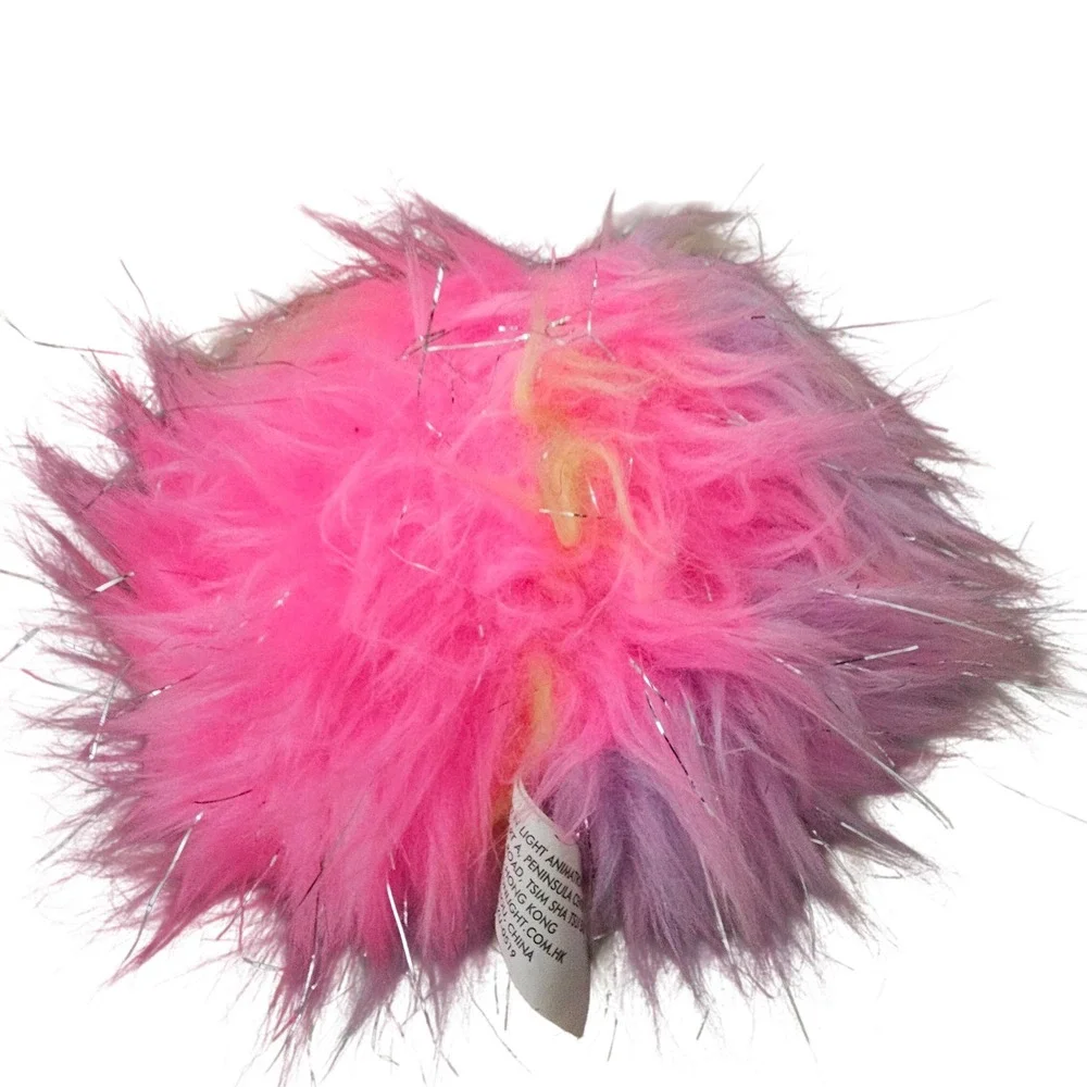 Light‎ up Musical Blue Unicorn Rainbow Fur Plush Backpack Clip Tinsel Accent